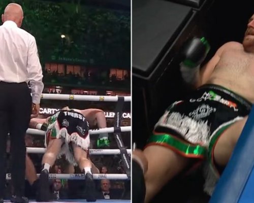 VIDEO: Rána jako z děla a boxer vyletěl z ringu. Pak potřeboval kyslíkovou masku
