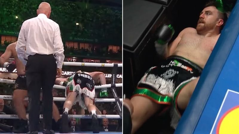 VIDEO: Rána jako z děla a boxer vyletěl z ringu. Pak potřeboval kyslíkovou masku